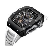 TPUOTI Carcasa de metal de lujo para Apple Watch 8 7 45 mm, kit de modificación de aleación de aluminio, correa deportiva de goma para iWatch 6 5 4 SE de 44 mm, 45mm For 8/7, Ágata