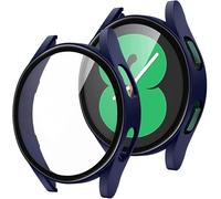 TPUOTI Case de vidrio para Samsung Galaxy Watch 4 5 44 mm de 40 mm Accesorios PC All Around Anti Fall Bumper Cover(Blue,For Galaxy 4 44mm)