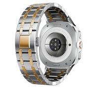 TPUOTI Correa de acero inoxidable para Samsung Galaxy Watch 7 Ultra de 47 mm, sin huecos.(Silver RoseGold)