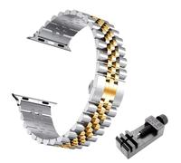 TPUOTI Correa de acero metálico para Apple Watch Ultra Band 49 mm 46 mm 44 mm 38 mm 42 mm Pulsera de repuesto IWatch Series 10 9 8 7 6 5 45 mm 41 mm Correas de reloj de ACERO INOXIDABLE(Silver Gold To