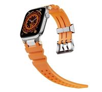TPUOTI Correa de goma para Apple Watch Band S10 46mm S10 42mm Ultra 49mm 45mm 44mm correas de reloj de goma Correa impermeable(Silver orange,45mm)