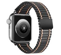 TPUOTI Correa de metal para Apple Watch Ultra Band 49mm Series 10/9/8/7 41mm 45mm Pulsera de acero Iwatch 6 SE 5 4 3 38mm 40mm 42mm 44mm S10 46mm 42mm Correas de reloj(Black RG,S10 42mm)