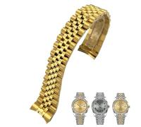 TPUOTI Correa de reloj de acero inoxidable 316L de 20 mm, compatible con Rolex Datejust Oyster Perpetual de 36 mm, correa de esfera sólida plateada dorada, 20mm, Ágata