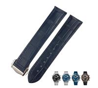 TPUOTI Correa De reloj De cuero 18mm 19MM 20mm 22mm apta para Omega Seamaster 300 De Ville AT150 Moonswatch Speedmaster correa De reloj(Blue-Pointed buckle,20mm)