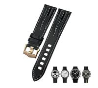 TPUOTI Correa de reloj de cuero genuino, 20mm, 21mm, apta para Omega Seamaster 300 AQUA TERRA Speedmaster, cierre de Pin, correa negra(Rose clasp,21mm)