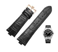 TPUOTI Correa de reloj de cuero genuino para Vacheron Constantin OVERSEAS Series 4500V 5500V P47040, hebilla de acero inoxidable, correa de reloj para hombre de 25-8mm(Black-rosegold)