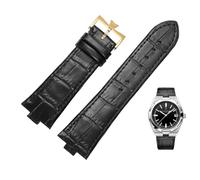 TPUOTI Correa de reloj de cuero genuino para Vacheron Constantin OVERSEAS Series 4500V 5500V P47040, hebilla de acero inoxidable, correa de reloj para hombre de 25-8mm(Black-gold)