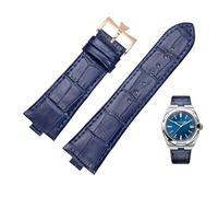 TPUOTI Correa de reloj de cuero genuino para Vacheron Constantin OVERSEAS Series 4500V 5500V P47040, hebilla de acero inoxidable, correa de reloj para hombre de 25-8mm(Blue-rosegold)