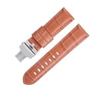 TPUOTI Correa de reloj de cuero vacuno suave de 20mm, 22mm y 24mm, correa de cuero de bambú auténtico para Panerai para accesorios de cinturón de la serie PAM441/438(Brown 2,22mm)