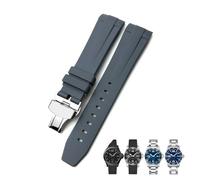 TPUOTI Correa de reloj de goma de 21mm apta para Longines L3.781.4.9 HydroConquest Conquest correa de reloj negra, azul, gris y verde(Gray clasp2,Silver buckle)