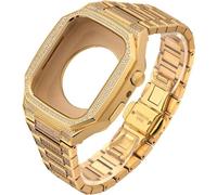 TPUOTI Correa de reloj de goma de acero inoxidable con caja de diamante de lujo de 44 mm y 45 mm, kit de modificación para Apple Watch 9, 8, 7, 6, 5, 4, SE, Series SE, accesorios de repuesto, 45mm