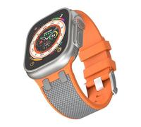 TPUOTI Correa de reloj de goma para Apple Watch, correa de 49 mm, 45 mm, 44 mm, correa de reloj de goma, 10.º 46 mm, 42 mm, correa impermeable(Gray Orange,S10 46mm)