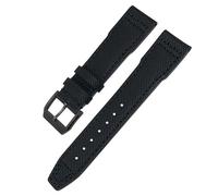 TPUOTI Correa de reloj de piel de vaca de nailon de alta densidad, 20 mm, 21 mm, cuero genuino en relieve, correa de reloj verde y azul, reemplazo para accesorios de la serie IWC Pilot(Black black,21m