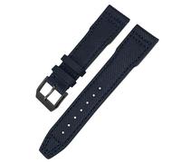 TPUOTI Correa de reloj de piel de vaca de nailon de alta densidad, 20 mm, 21 mm, cuero genuino en relieve, correa de reloj verde y azul, reemplazo para accesorios de la serie IWC Pilot(Blue black,21mm
