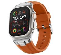 TPUOTI Correa de reloj deportiva para Apple Watch Ultra 2 de 49/45/44/42 mm, conector de acero inoxidable 316L ancho y resistente, correa de silicona duradera para iWatch Ultra 9 8 7 6 5 4 3 SE(Orange