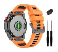TPUOTI Correa de reloj Quickfit Fenix 7X 6X Pro 5X Plus de 26 mm, correa de silicona suave para Garmin Enduro 2/Descent MK2i/MK3i 51 mm/Tactix 7Pro/Epix Pro 51 mm(Orange Black)