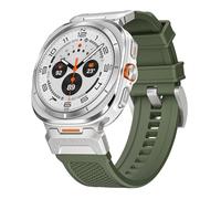 TPUOTI Correa de silicona de Metal para Samsung Galaxy Watch Ultra 47mm pulsera de goma para Galaxy Watch 7 Ultra 47mm correas de reloj(Silver Army Green)