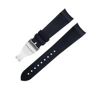 TPUOTI Correa especial para reloj de goma fluorada de 22mm, esfera especial de 41mm para correa Tudor Bay GMT, pulsera con hebilla plegable de extremo curvado(Black 3)