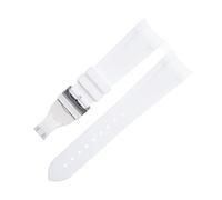 TPUOTI Correa especial para reloj de goma fluorada de 22mm, esfera especial de 41mm para correa Tudor Bay GMT, pulsera con hebilla plegable de extremo curvado(White 3)