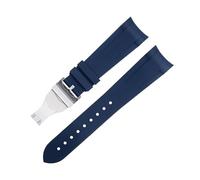 TPUOTI Correa especial para reloj de goma fluorada de 22mm, esfera especial de 41mm para correa Tudor Bay GMT, pulsera con hebilla plegable de extremo curvado(Blue 3)