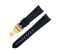 TPUOTI Correa especial para reloj de goma fluorada de 22mm, esfera especial de 41mm para correa Tudor Bay GMT, pulsera con hebilla plegable de extremo curvado(Black 2)