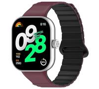 TPUOTI Correa magnética de silicona para Redmi Watch 4 Accesorios Reemplazo Smart Watch Wnstand Sport Sport Pulsera para Miband 8Pro Watch Bands(Wine Red-Black,For Redmi Watch 4)