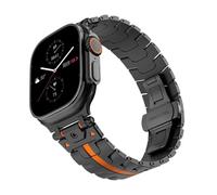TPUOTI Correa para Apple Watch Ultra 2 49mm Series 10 9 8 7 se 6 5 4 Correa de acero inoxidable para iwatch 49 42 46mm 41 45mm 40 44mm Correas de reloj(Black Orange,44mm 45mm)