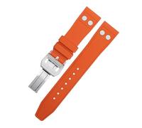 TPUOTI Correa suave para IWC Big Pilot Mark Portugieser, pulsera de 20mm, 21mm, 22mm, goma fluorada natural FKM con correa de reloj con remache(Orange5,20MM)
