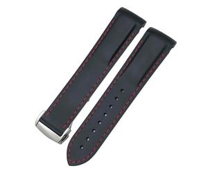 TPUOTI Correas de reloj de goma 19mm 20mm 21mm 22mm para correa de reloj deportivo impermeable Omega Seamaster Planet Ocean(Black red,20mm)