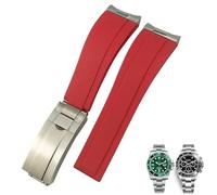 TPUOTI Correas de reloj de silicona de goma de 20mm y 21mm para correa de reloj Submariner Yacht Master OYSTERFLEX Daytona(Red Matte buckle,20mm)