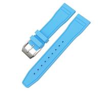 TPUOTI Correas de reloj FKM suaves de 21mm, 20mm y 22mm de fluororubber para IWC Big Pilot Portofino, correa de reloj de caucho Natural(Light Blue Pin,21mm)