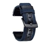 TPUOTI Correas de reloj Tela de lona clásica con correas de reloj híbridas de cuero genuino Pulsera de repuesto con hebilla negra 18/20/22 mm(Blue,22mm)