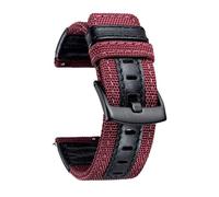 TPUOTI Correas de reloj Tela de lona clásica con correas de reloj híbridas de cuero genuino Pulsera de repuesto con hebilla negra 18/20/22 mm(Red,18mm)