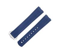 TPUOTI FKM-Correa de reloj de goma fluorada, extremo curvado para Omega Seamaster 300, hebilla plegable de acero inoxidable, repuesto de 20mm(Blue 4)