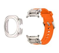 TPUOTI Funda con correa 2 en 1 para Samsung Galaxy Watch 7 Ultra 47mm pulsera de silicona funda protectora de pantalla para Galaxy Watch 7 Ultra WatchBands(Orange starlight)