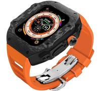 TPUOTI Funda de fibra de carbono para reloj, kit de correa de goma, para Apple Watch Ultra 8/7/6/5/4/SE de 49 mm, 45 mm, 44 mm, correa deportiva transpirable para hombre, accesorios de repuesto, 49mm,