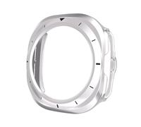 TPUOTI Funda de reloj para Samsung Galaxy Watch 7 Ultra 47mm, parachoques duro de PC sin película de pantalla para Galaxy Watch 7, accesorios de cubierta Ultra(Silver-black)