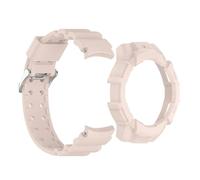 TPUOTI Funda de silicona con correa para Samsung Galaxy Watch 7 fit Watch7, funda protectora tipo armadura de 40mm y 44mm, funda para correa de reloj 2 en 1(Pink,Watch7 44mm)