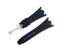 TPUOTI Goma FKM suave de 28mm para correa AP 26170 26176 25940 para pulseras con hebilla plegable para reloj Audemars Piguet(Black 2)