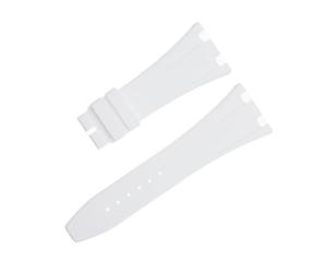 TPUOTI Goma FKM suave de 28mm para correa AP 26170 26176 25940 para pulseras con hebilla plegable para reloj Audemars Piguet(White)