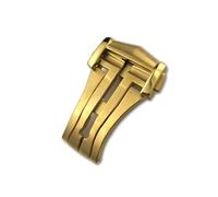 TPUOTI Hebilla de reloj desplegable, cierre plegable de 16mm, 18mm y 20mm para correa de cuero Omega, banda de goma, accesorios de acero negro y plateado 316L(Golden style 2,16mm)
