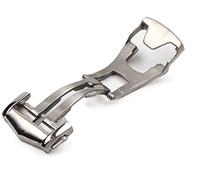 TPUOTI Hebilla de reloj plegable de doble botón sólido de acero inoxidable, cierre desplegable de mariposa, correa de reloj de 18mm para hebilla de plata omega