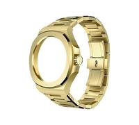 TPUOTI Kit de correa de modificación para HUAWEI GT Cyber Watchcase, correa de reloj, pulsera con bisel de acero inoxidable, pulsera de Metal de repuesto, correas de reloj(Gold strap)