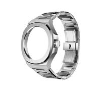 TPUOTI Kit de correa de modificación para HUAWEI GT Cyber Watchcase, correa de reloj, pulsera con bisel de acero inoxidable, pulsera de Metal de repuesto, correas de reloj(Silver strap)