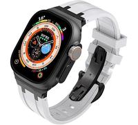 TPUOTI Kit de modificación de correa de reloj de repuesto Fluororubber, para Apple Watch 45 mm, 44 mm, 41 mm, 40 mm Ultra 49 mm, correas de reloj de goma para hombre, cierre de mariposa de acero inoxi