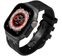TPUOTI Kit de modificación de correa de reloj de repuesto Fluororubber, para Apple Watch 45 mm, 44 mm, 41 mm, 40 mm Ultra 49 mm, correas de reloj de goma para hombre, cierre de mariposa de acero inoxi