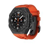 TPUOTI Kit de modificación de lujo para Samsung Galaxy Watch 7 Ultra 47 mm Caja de carbono Correa de goma para Galaxy Watch Ultra Funda de fibra de carbono Correas de reloj(Orange)