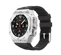 TPUOTI Kit de modificación de lujo para Samsung Galaxy Watch Ultra 47 mm Caja de acero inoxidable Correa de silicona para correas de reloj de accesorios DIY Ultra 47 mm(Black Silver)
