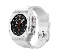 TPUOTI Kit de modificación de lujo para Samsung Galaxy Watch Ultra 47 mm Caja de acero inoxidable Correa de silicona para correas de reloj de accesorios DIY Ultra 47 mm(White Silver)