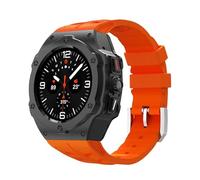 TPUOTI Kit de modificación de lujo para Samsung Galaxy Watch Ultra 47 mm Caja de acero inoxidable Correa de silicona para correas de reloj de accesorios DIY Ultra 47 mm(Orange Black)